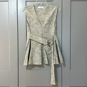 Jucca Sleeveless Belted Peplum Blouse Cotton Blend Gray Made In Italy Womens US8